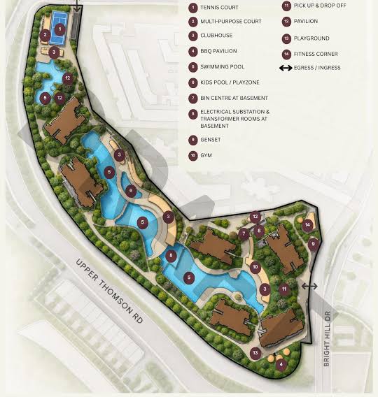 Thomson Reserve official site plan with numbered amenities