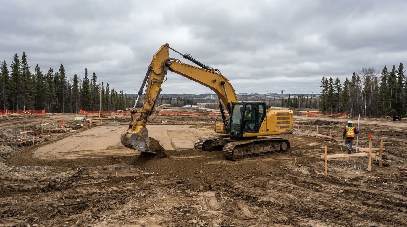 Excavation and site preparation following demolition