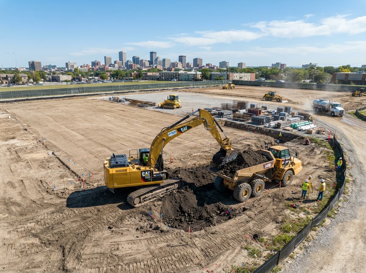 Excavation following demolition on a Fort McMurray site