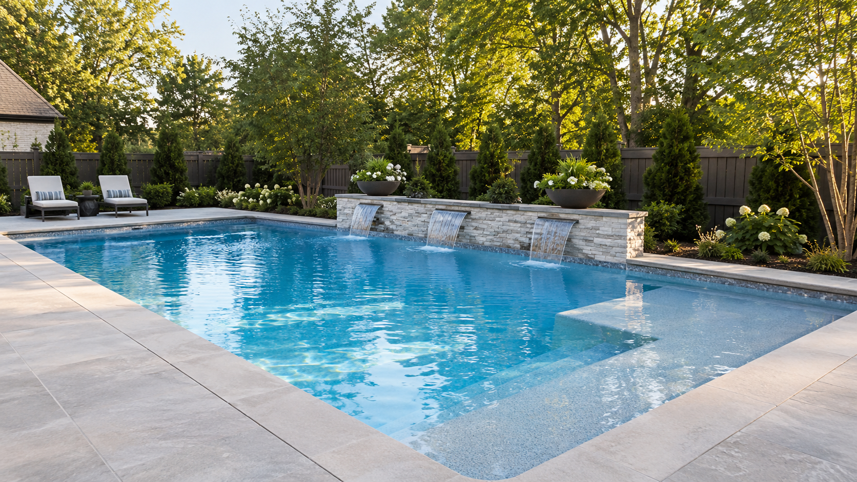 Pool remodeling in Cypress updated coping travertine decking waterline tile and new interior plaster