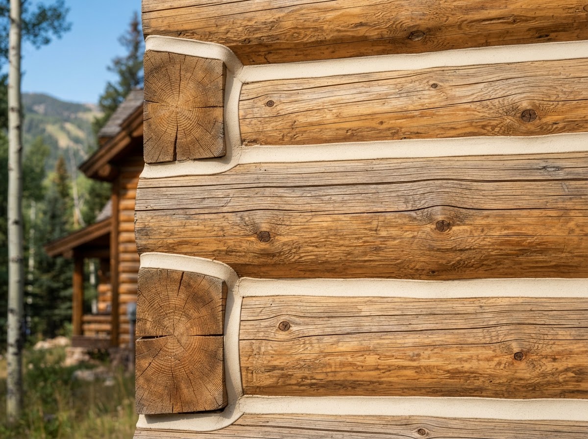 Log Home Chinking project by Mountain Man Painting in Colorado