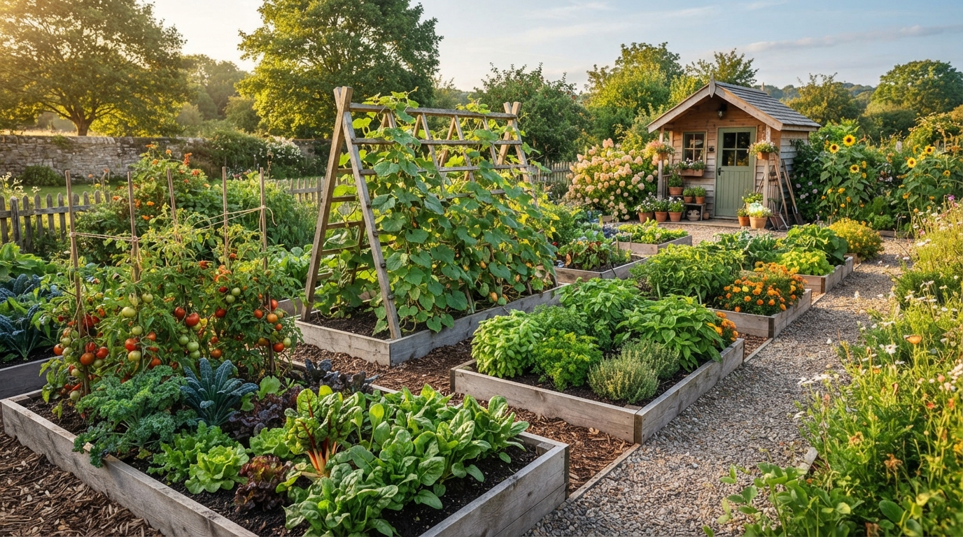Golightly Street Community Garden raised beds and greenery
