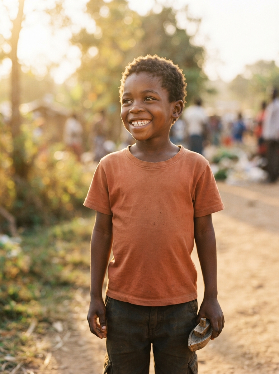 A hopeful child looking toward a brighter future