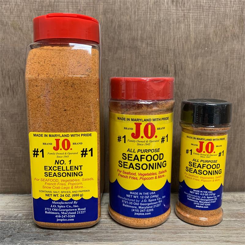 J.O. Spice #1 Brand seafood seasoning container