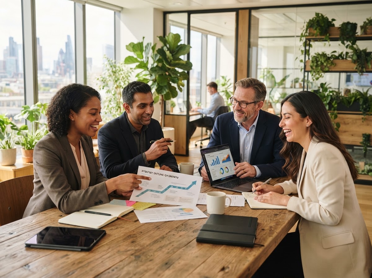 ISD INC. consulting team collaborating in a modern office
