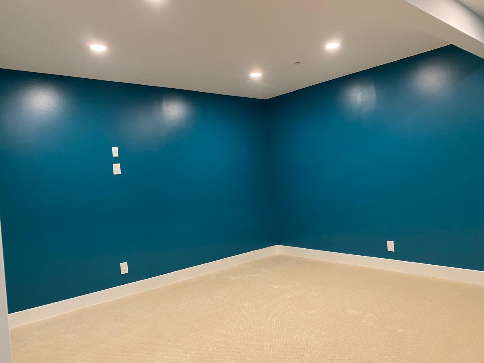 Deep Teal Interior Accent Wall & Trim Work