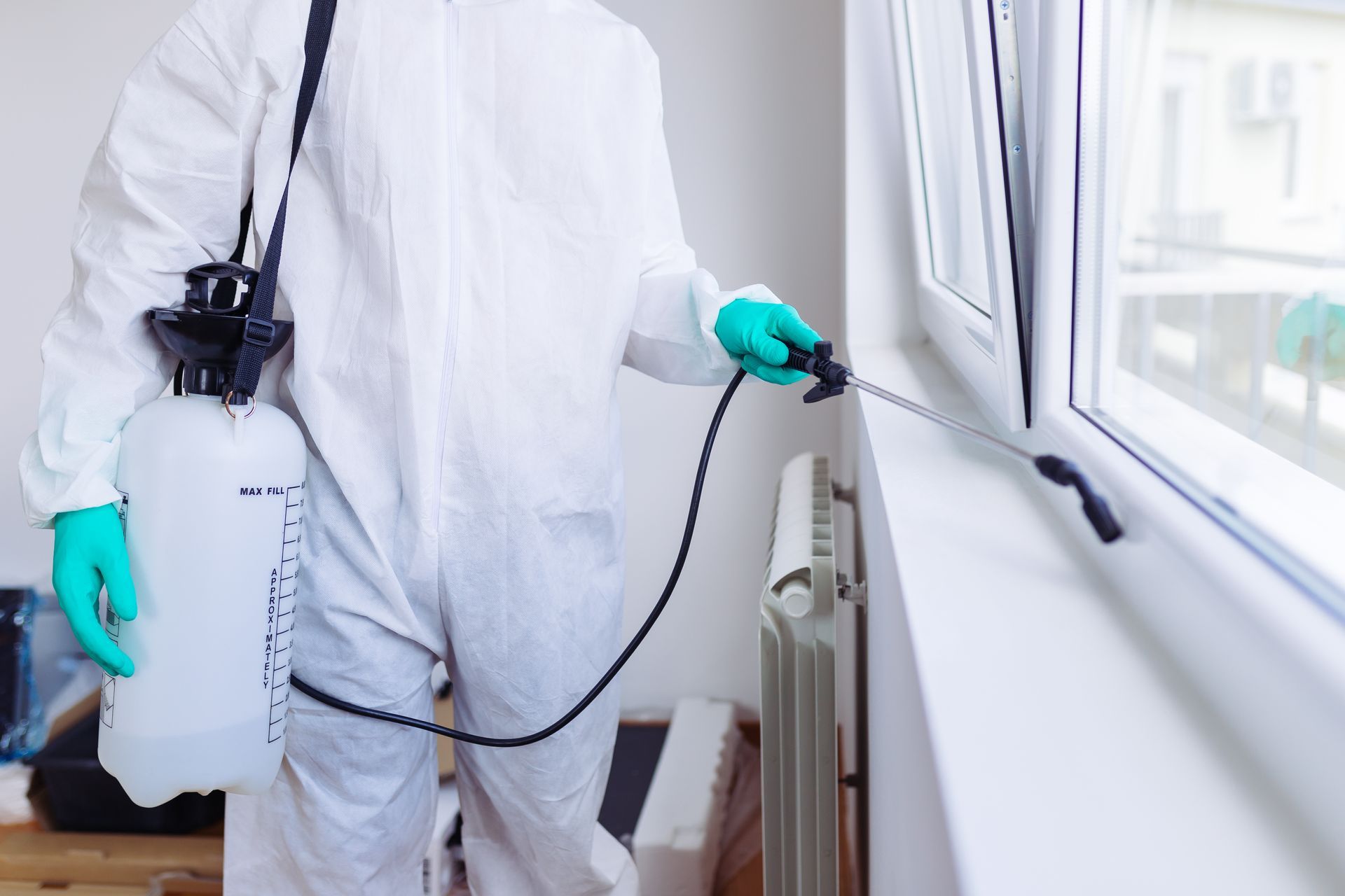 Window frame and radiator barrier spraying during fumigation