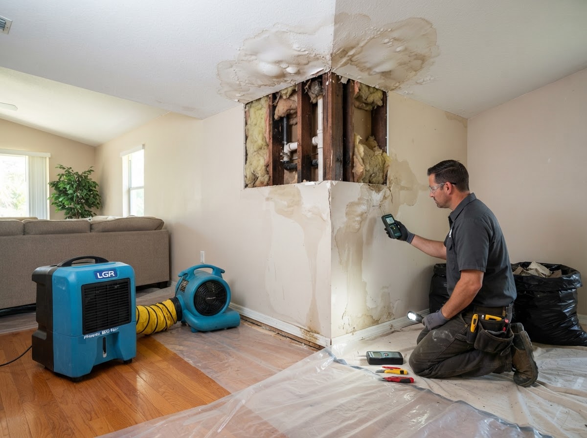 Burst pipe and plumbing leak water damage cleanup in Winter Haven