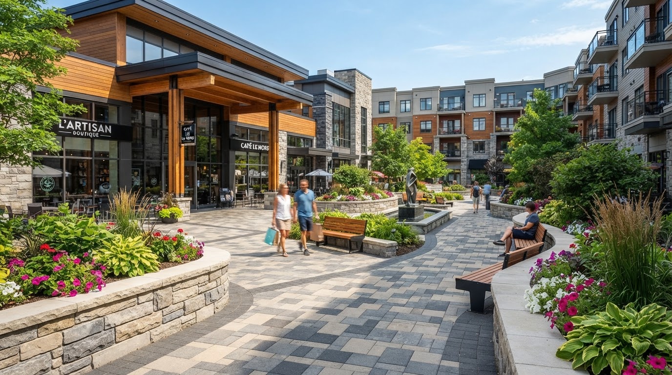 Vitrines & Accès commerce : projet commercial d'aménagement extérieur au Québec