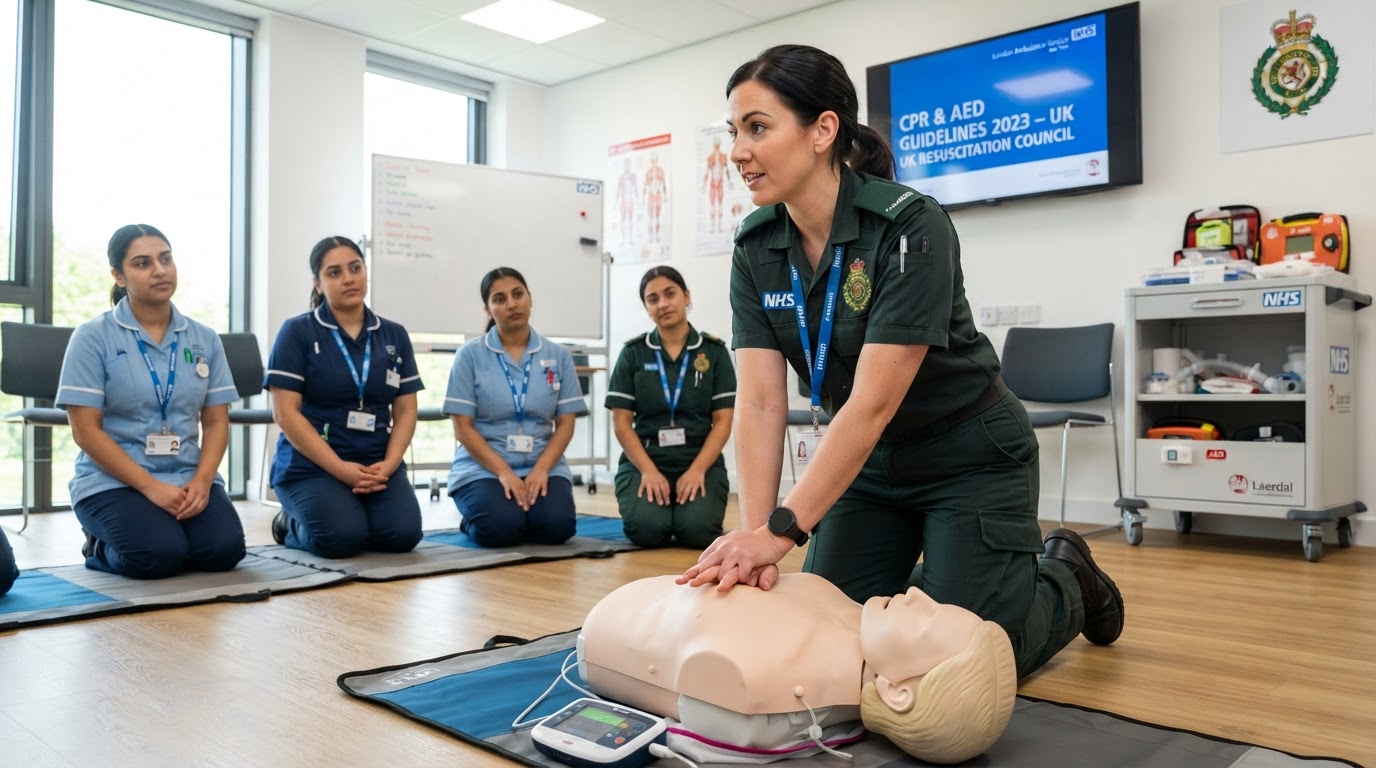 Paramedic CPR training demonstration