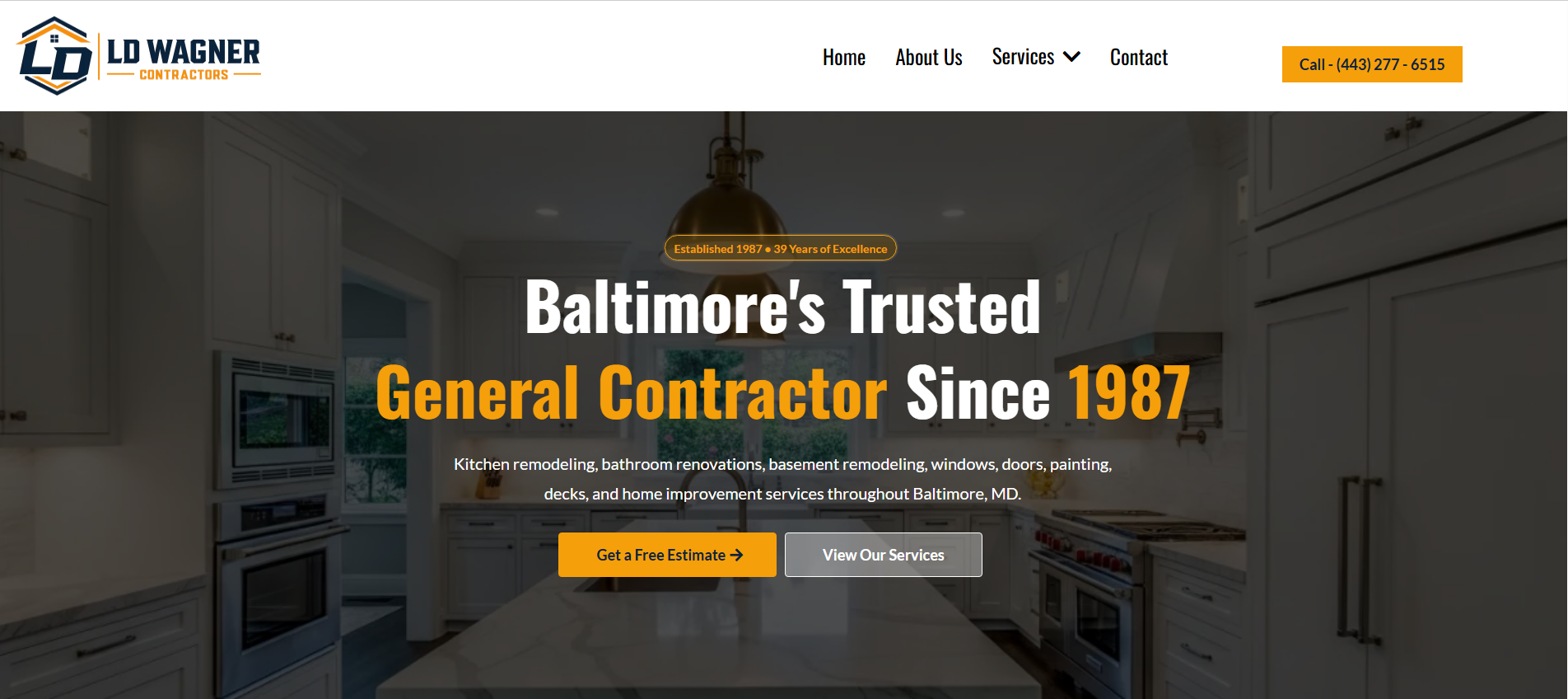 LD Wagner Contractors Inc. website screenshot