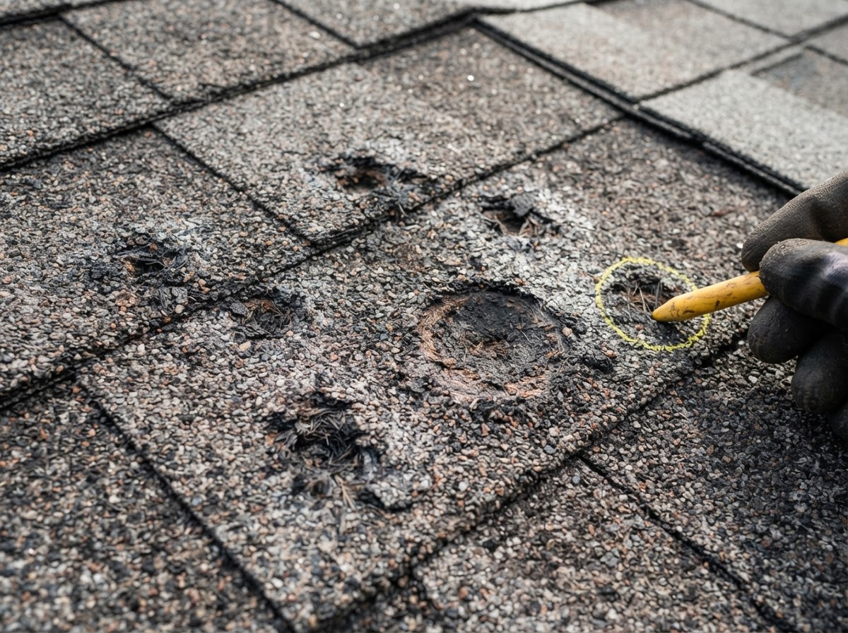 Hail Damage on an Oklahoma roof