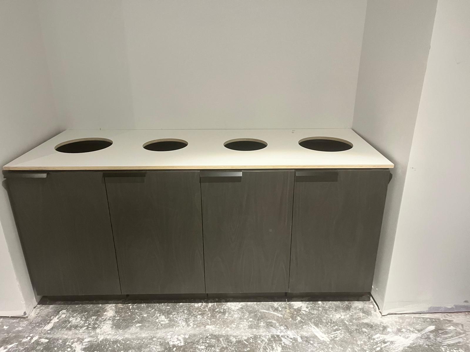 Custom commercial or residential vanity cabinetry with flush top cutouts in Greensboro NC
