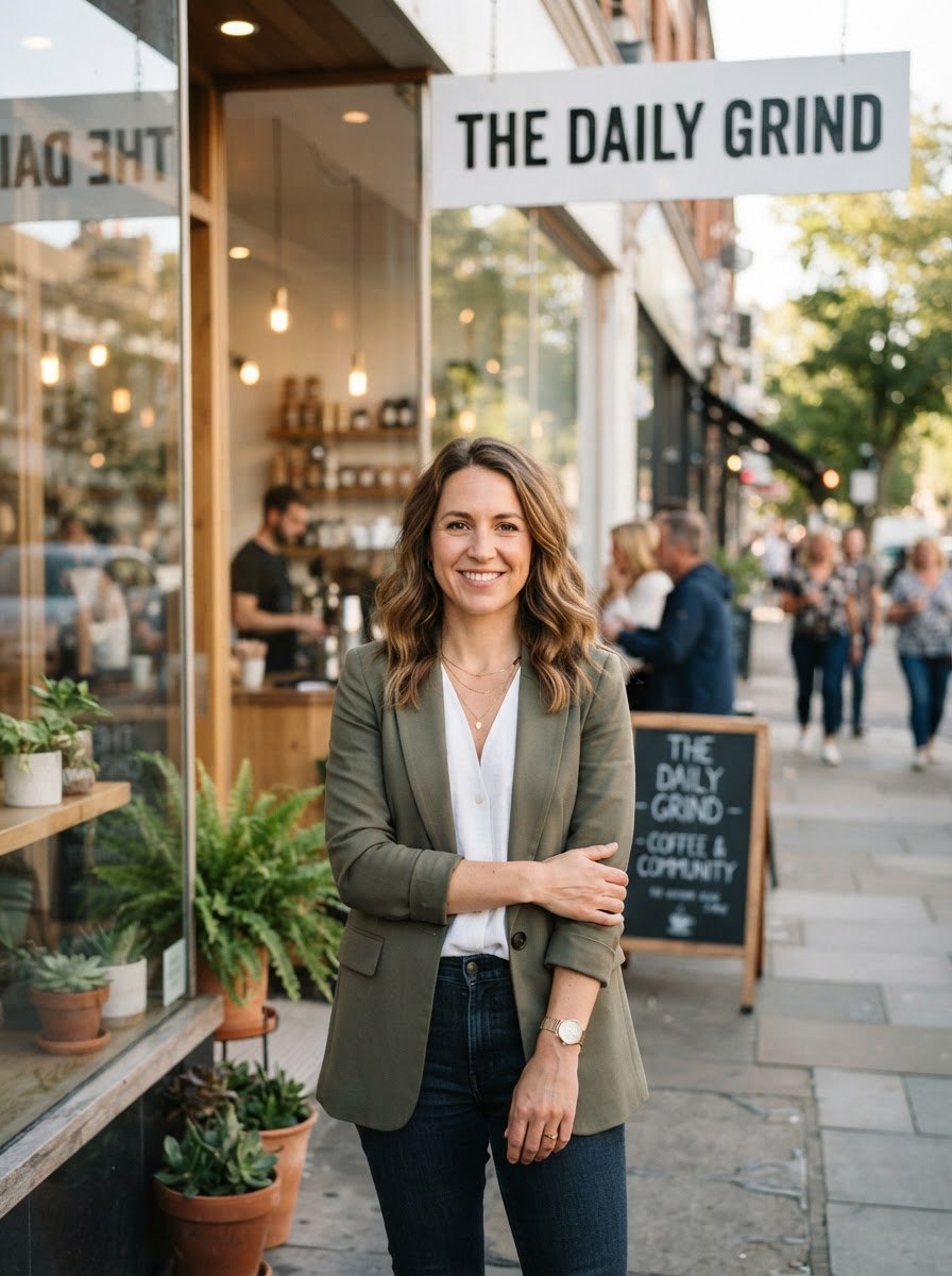 Confident small business owner in front of their storefront