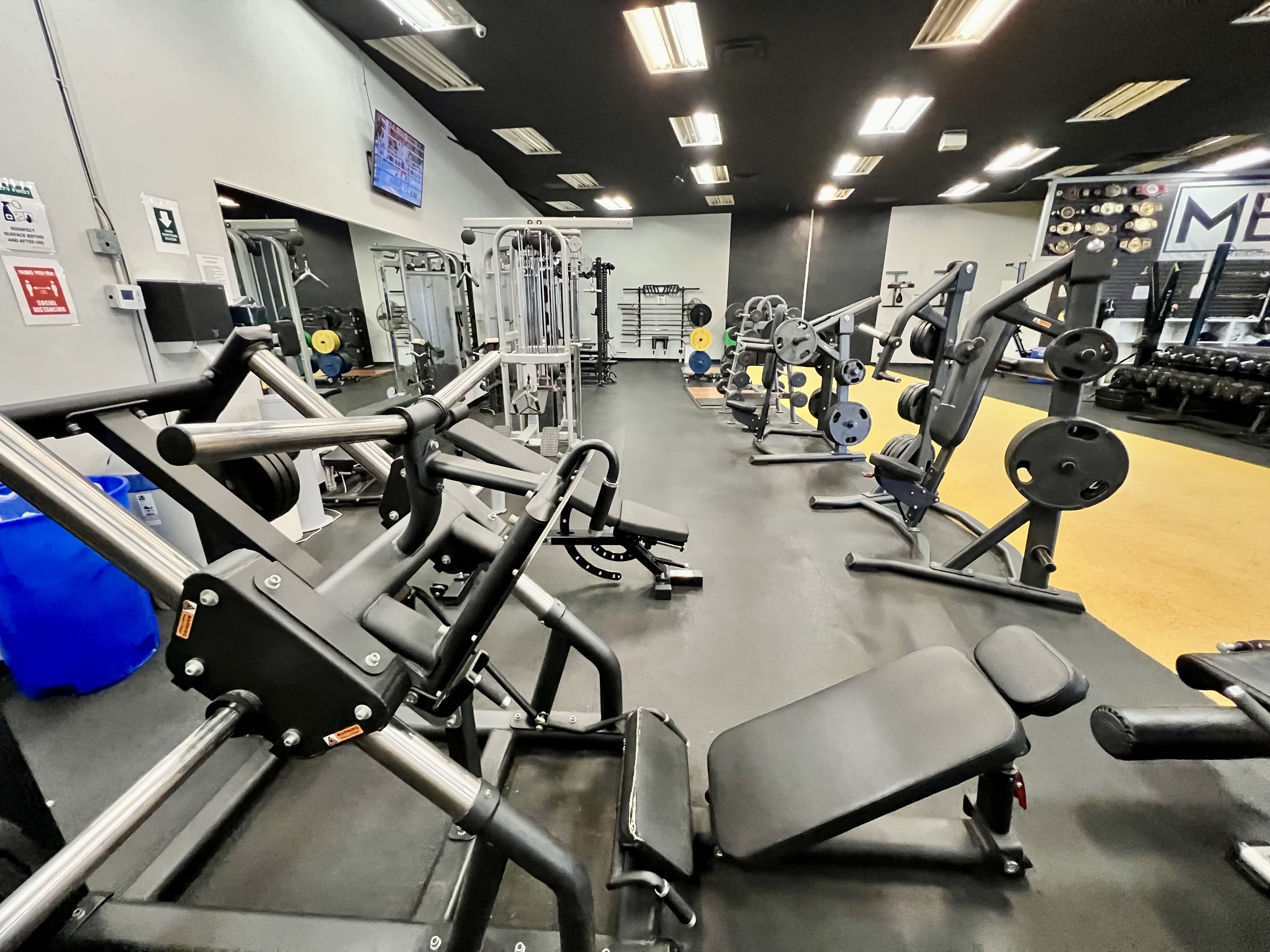 Close up of MBSP commercial-grade weight machines