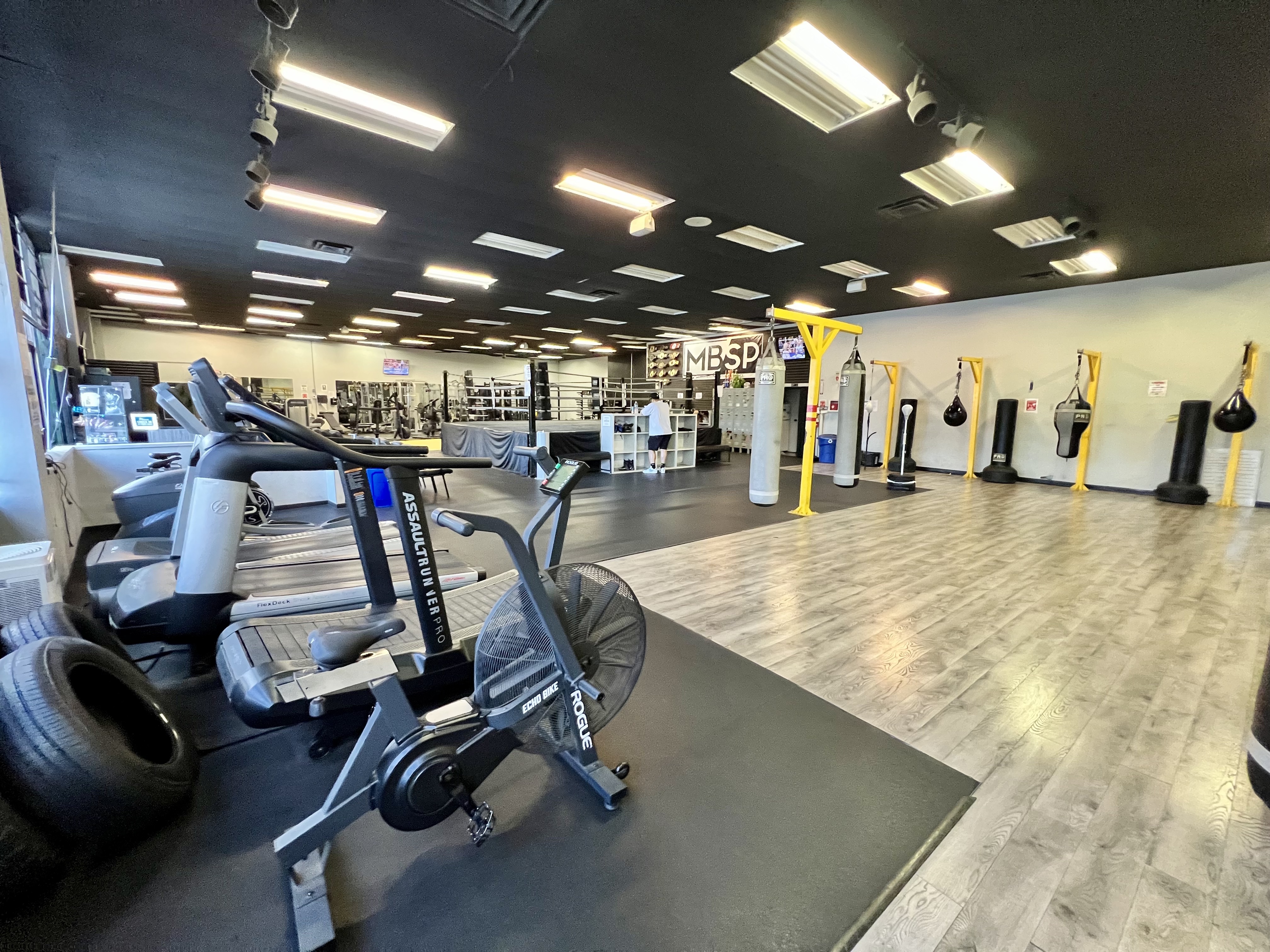 MBSP cardio zone with Rogue Echo Bike and treadmills
