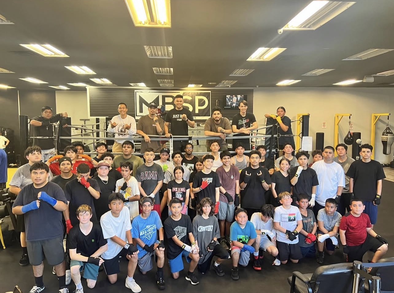MBSP Community — the full family of members, coaches, and athletes inside the Riverside boxing gym