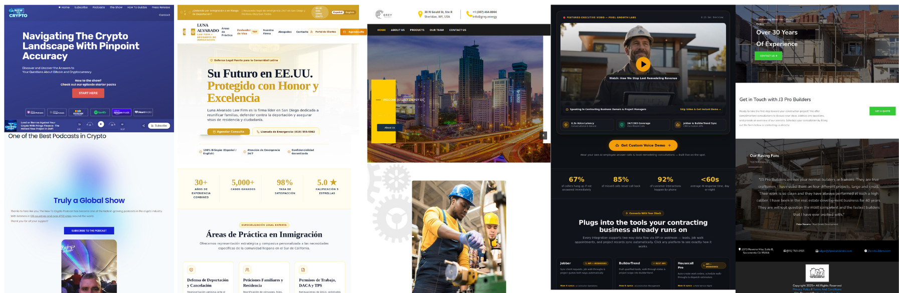 Showcase of client websites built by Pixel Growth Labs - batch 3