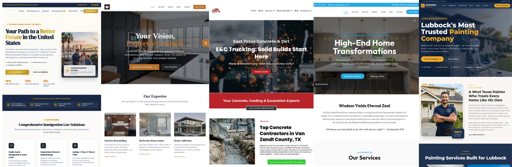 Showcase of client websites built by Pixel Growth Labs - batch 1