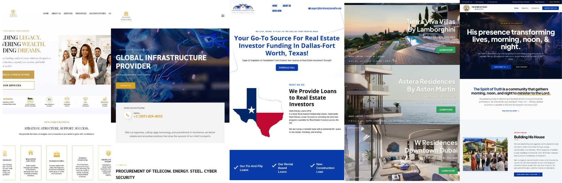 Showcase of client websites built by Pixel Growth Labs - batch 2