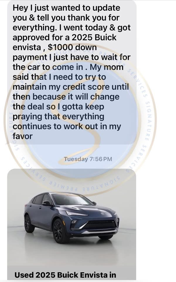 Approved for a 2025 Buick Envista with $1,000 down