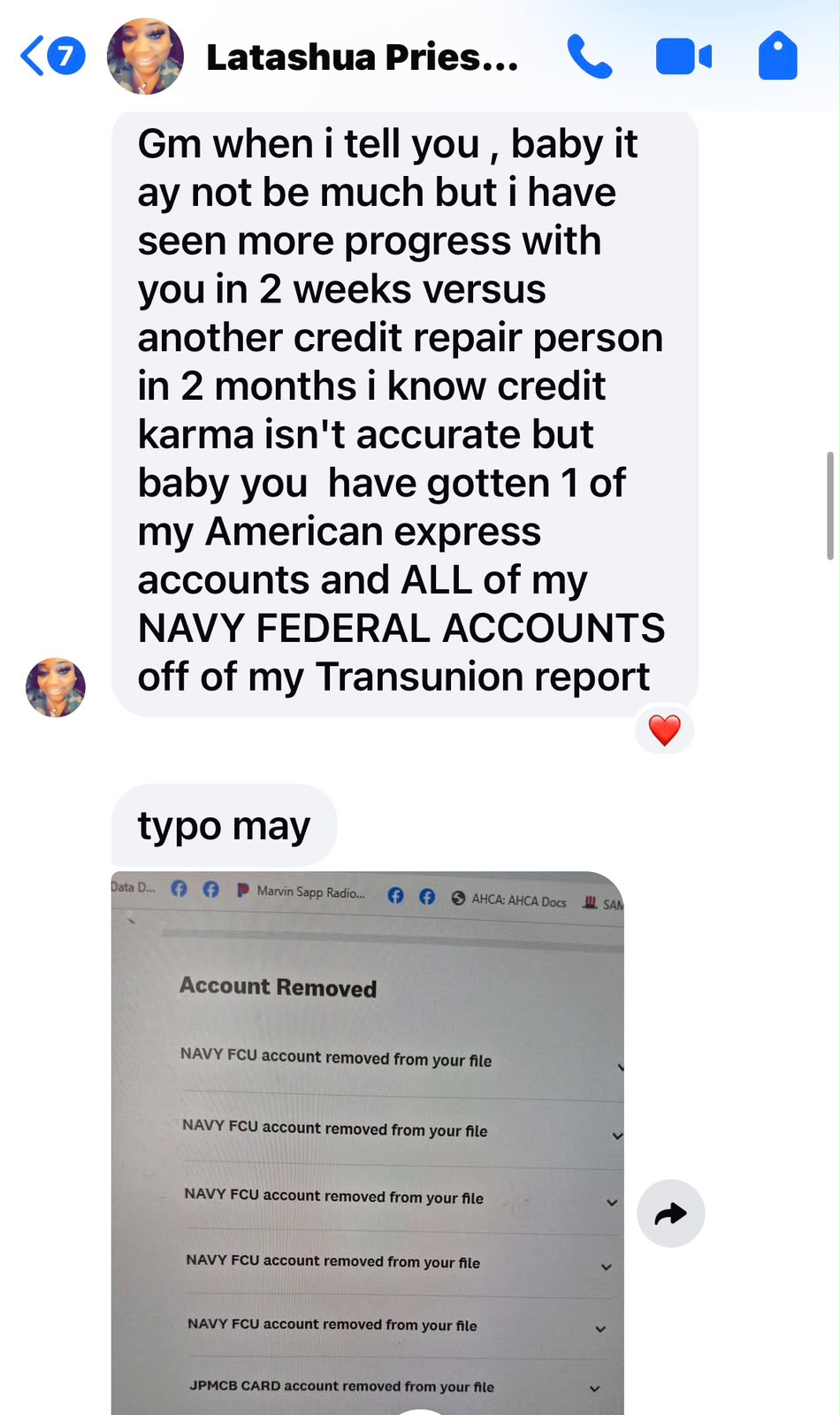 More progress in 2 weeks — accounts removed from TransUnion report