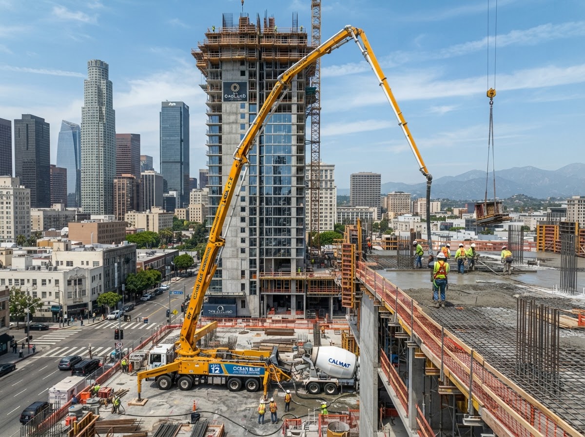 P-gravel concrete pumping on a Los Angeles jobsite