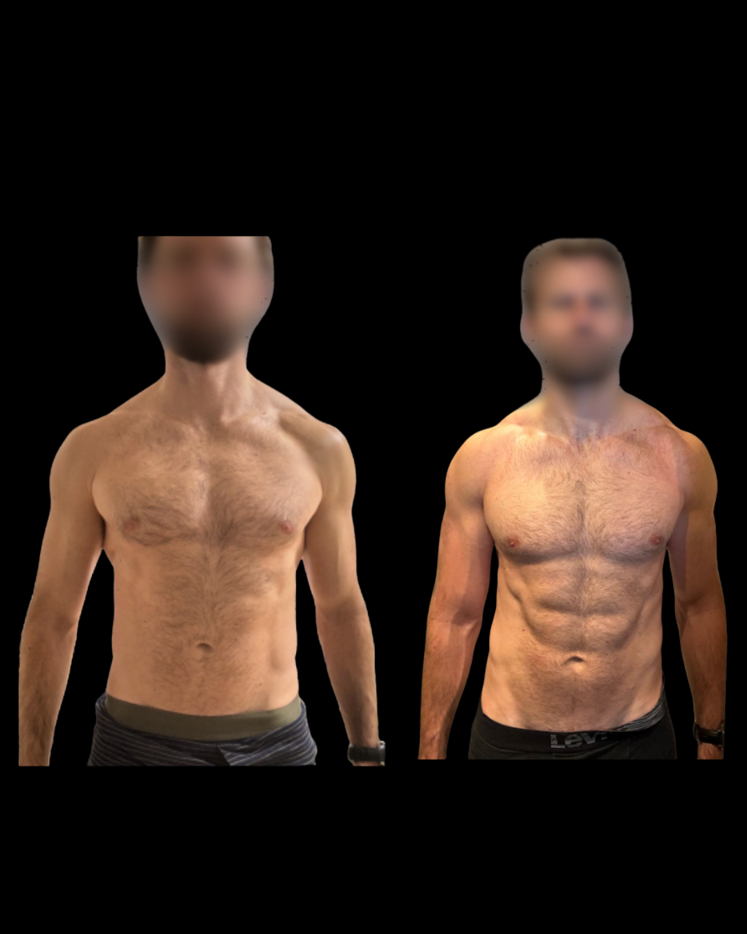 Alex physical progression: before and after 6 months