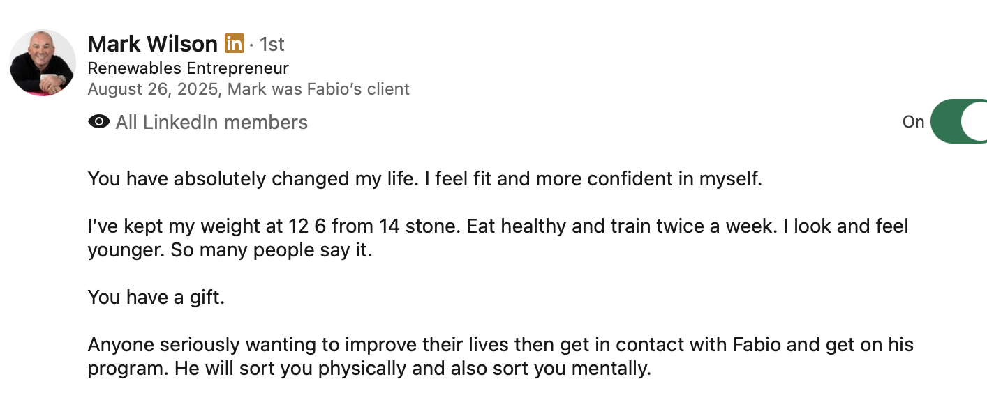 Mark Wilson verified LinkedIn recommendation for Fabio Bonanno