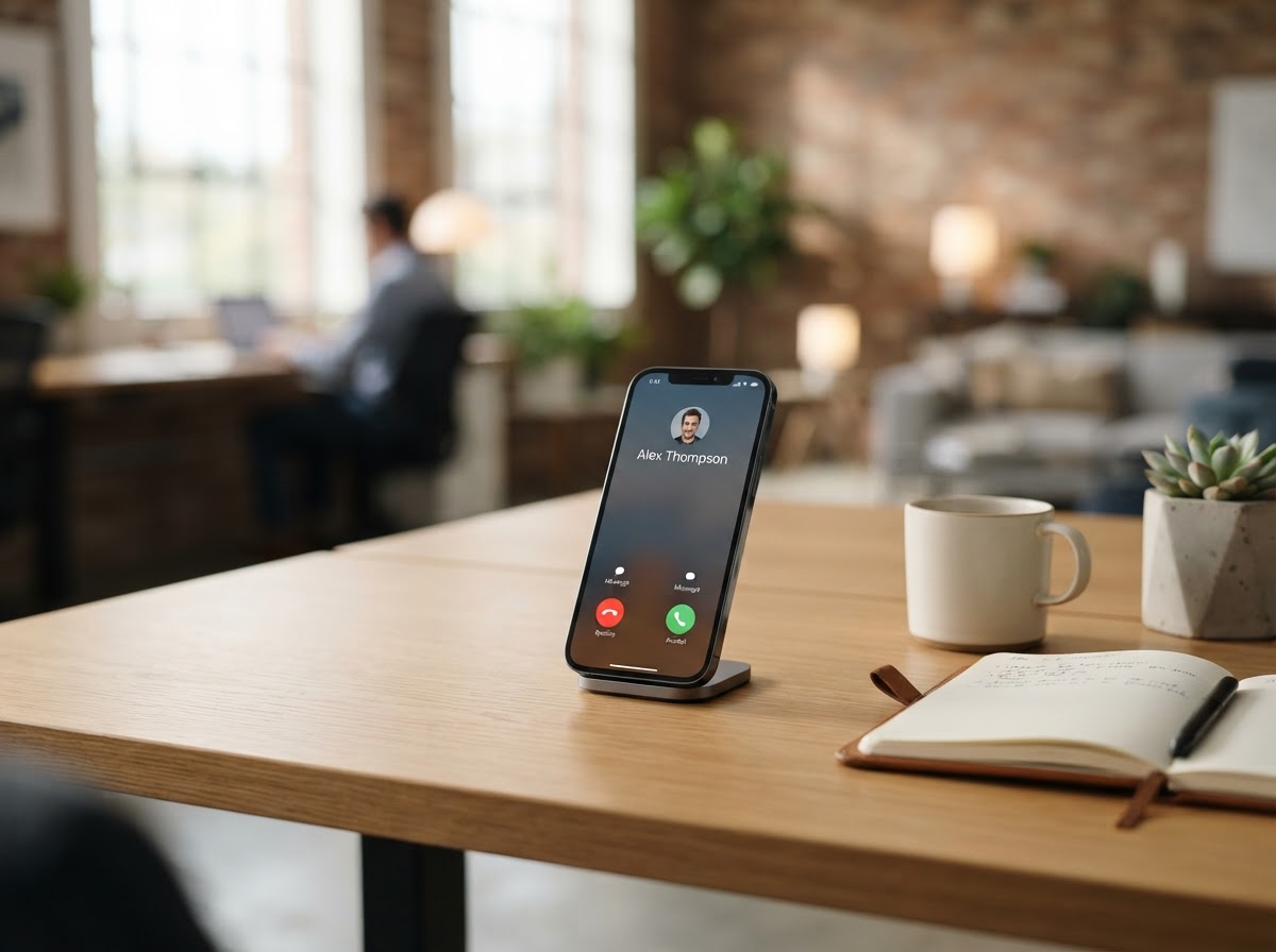 Incoming business phone call on a smartphone
