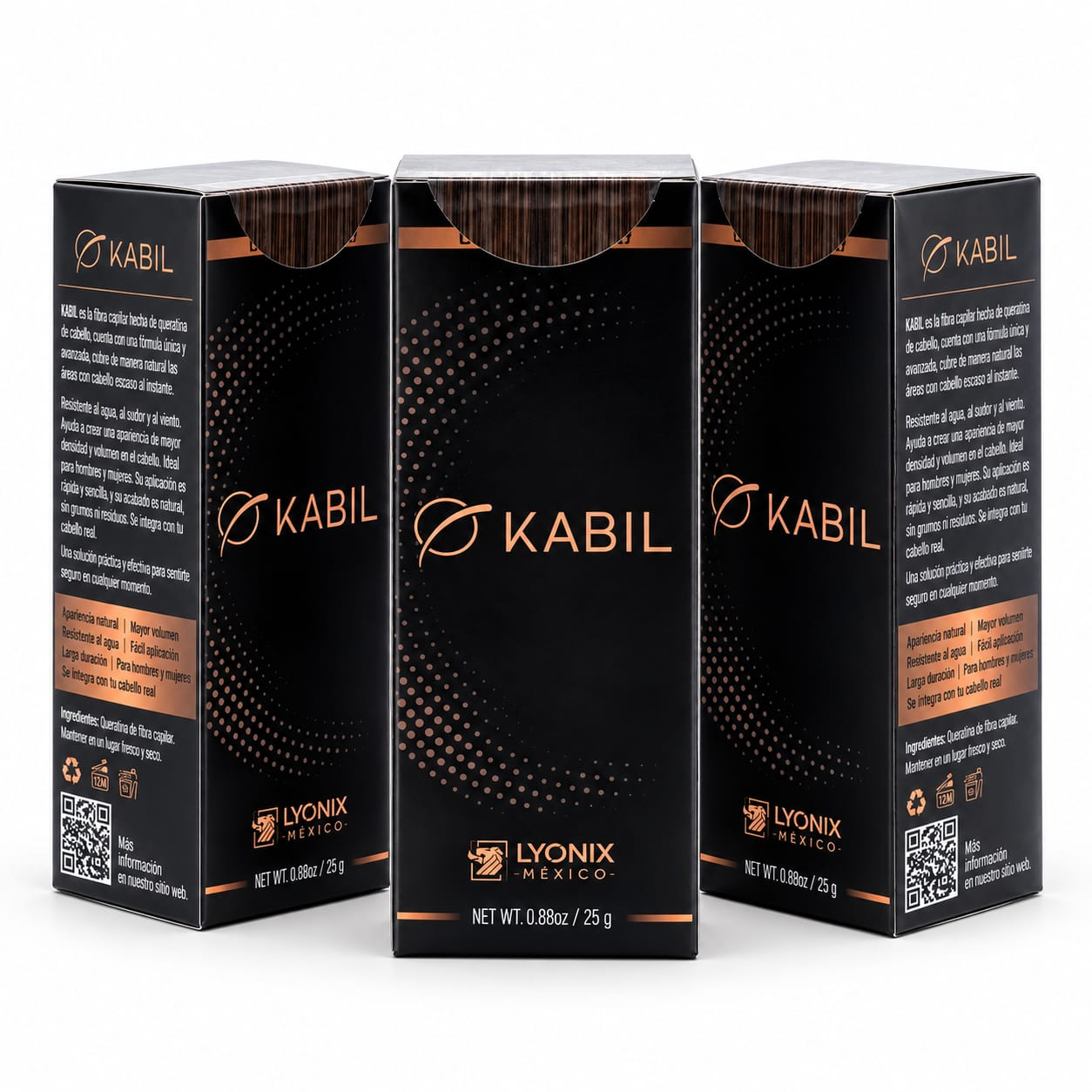 Cajas oficiales de fibra capilar KABIL por LYONIX México