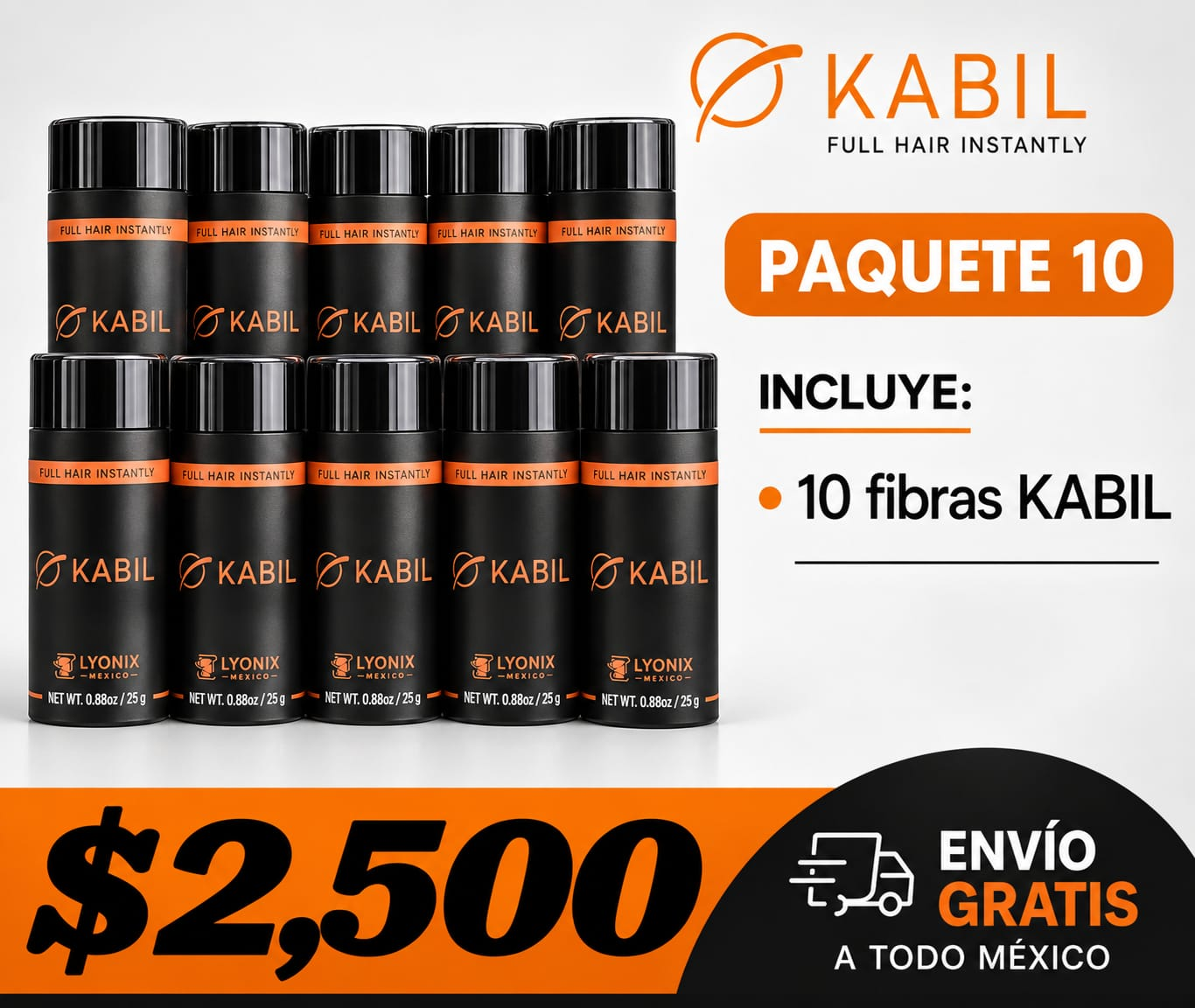 Paquete 10 KABIL - 10 Fibras Capilares KABIL