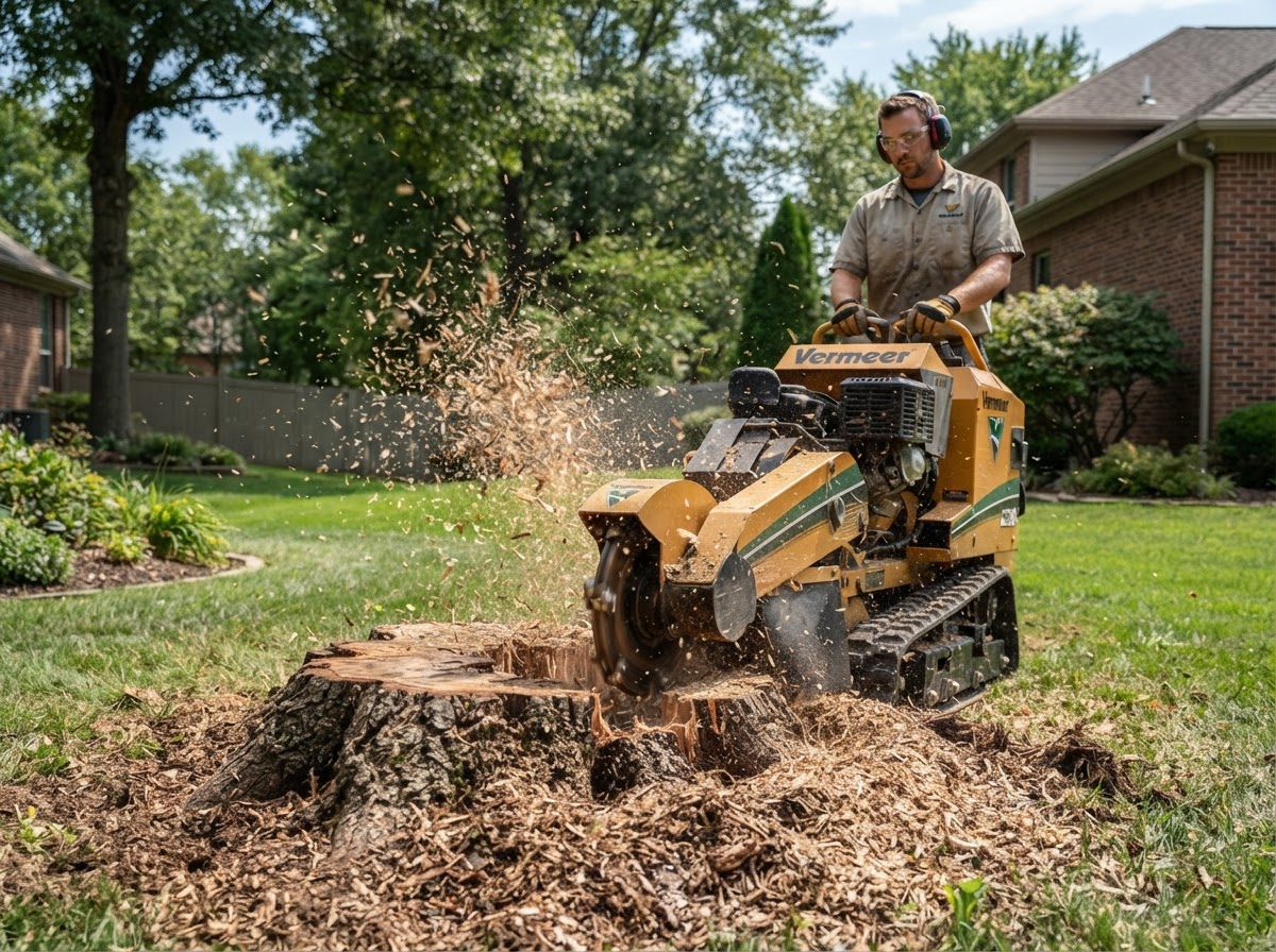 MMM Tree Service performing stump grinding across the Tri-State