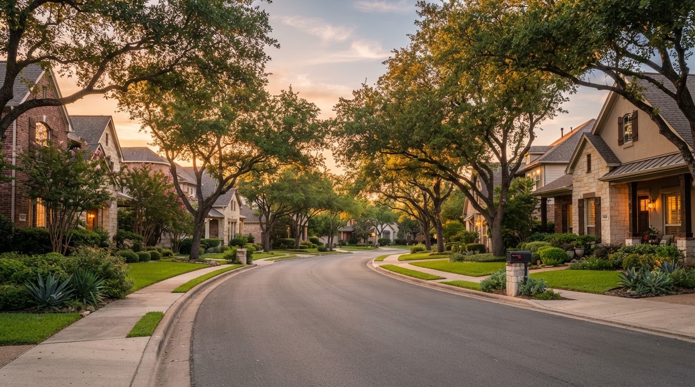 A peaceful residential neighborhood in Dallas / Fort Worth, TX