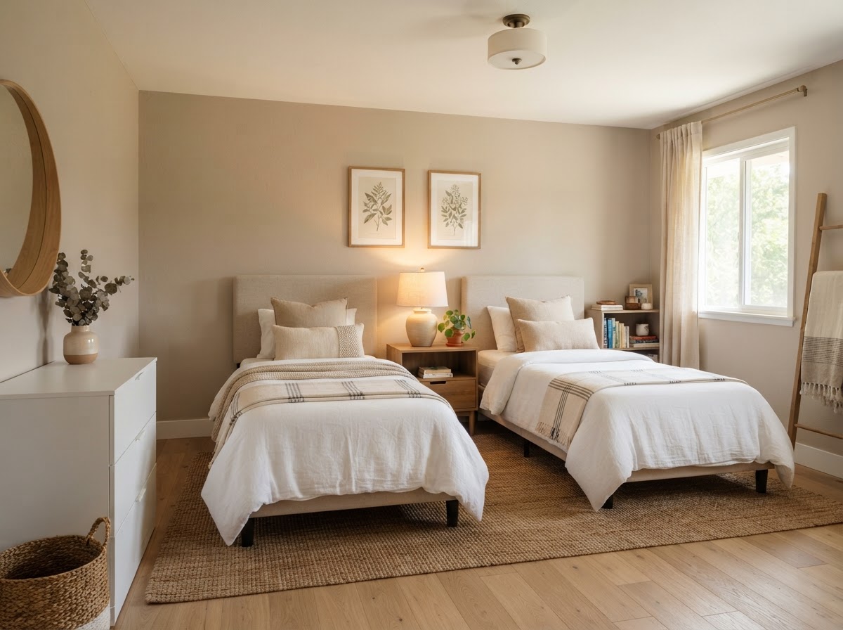 A tidy shared bedroom in a Fox Homestead residence