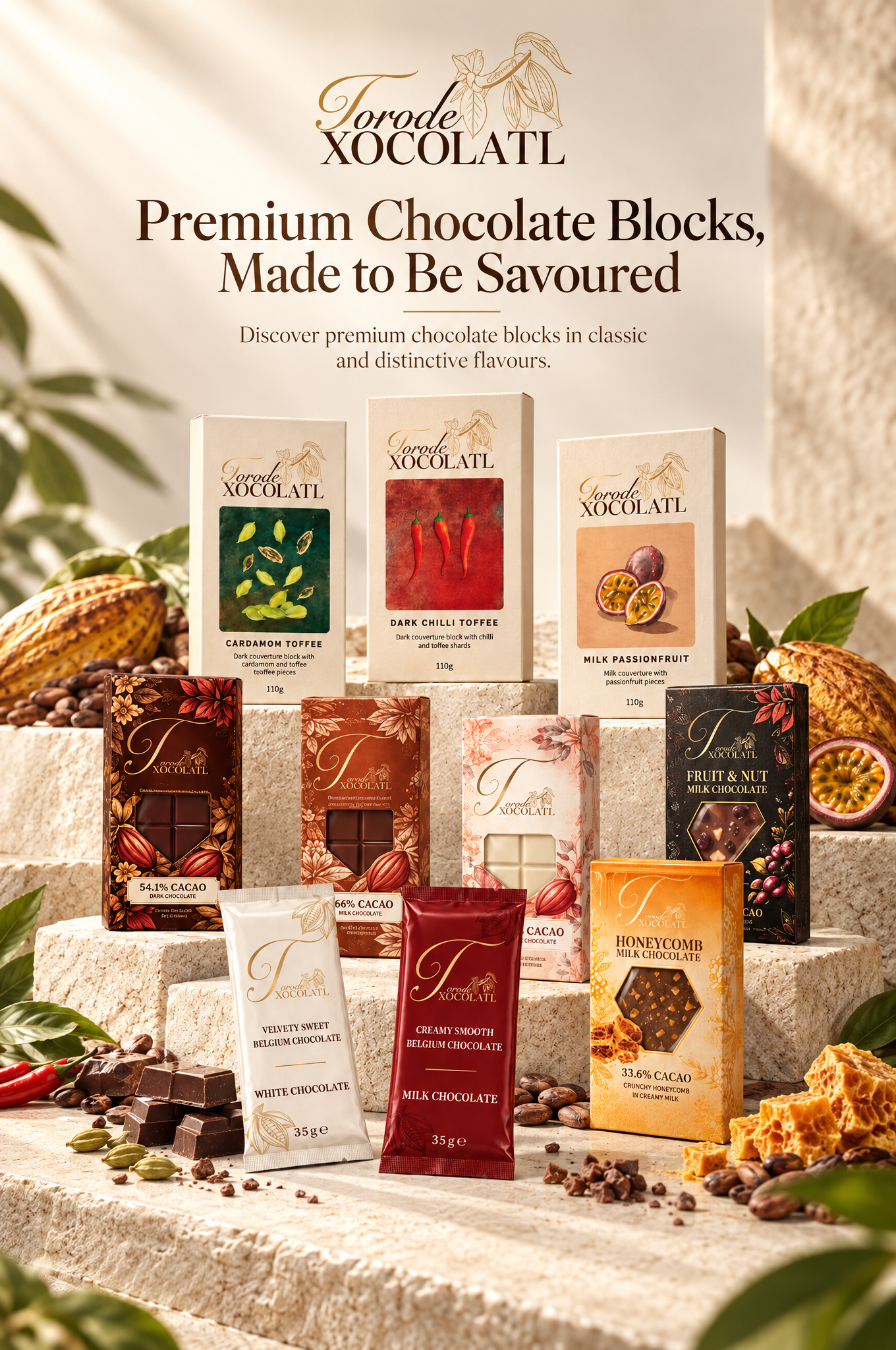 Torode Xocolatl Premium Chocolate Blocks — classic and distinctive flavours