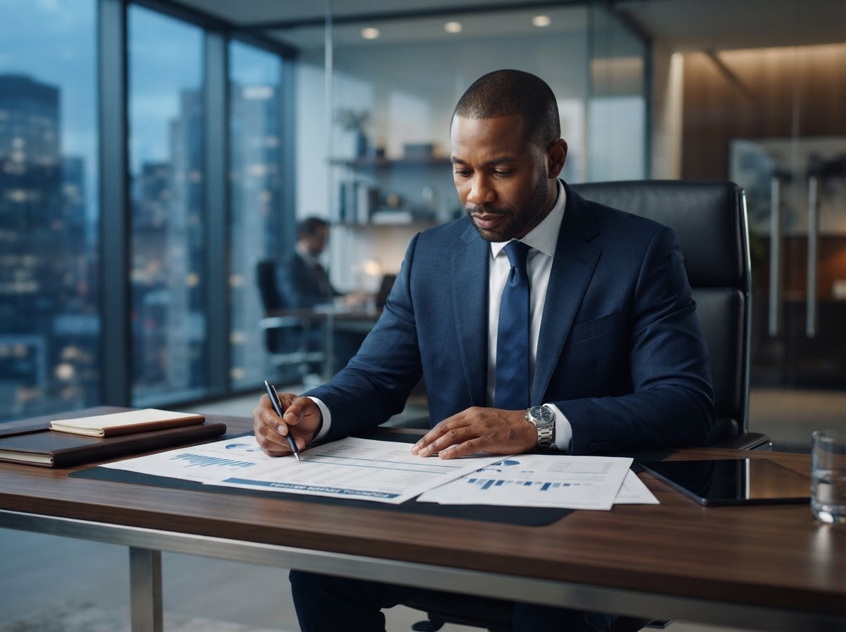 A Digital Global Empire credit analyst reviewing a client's credit profile
