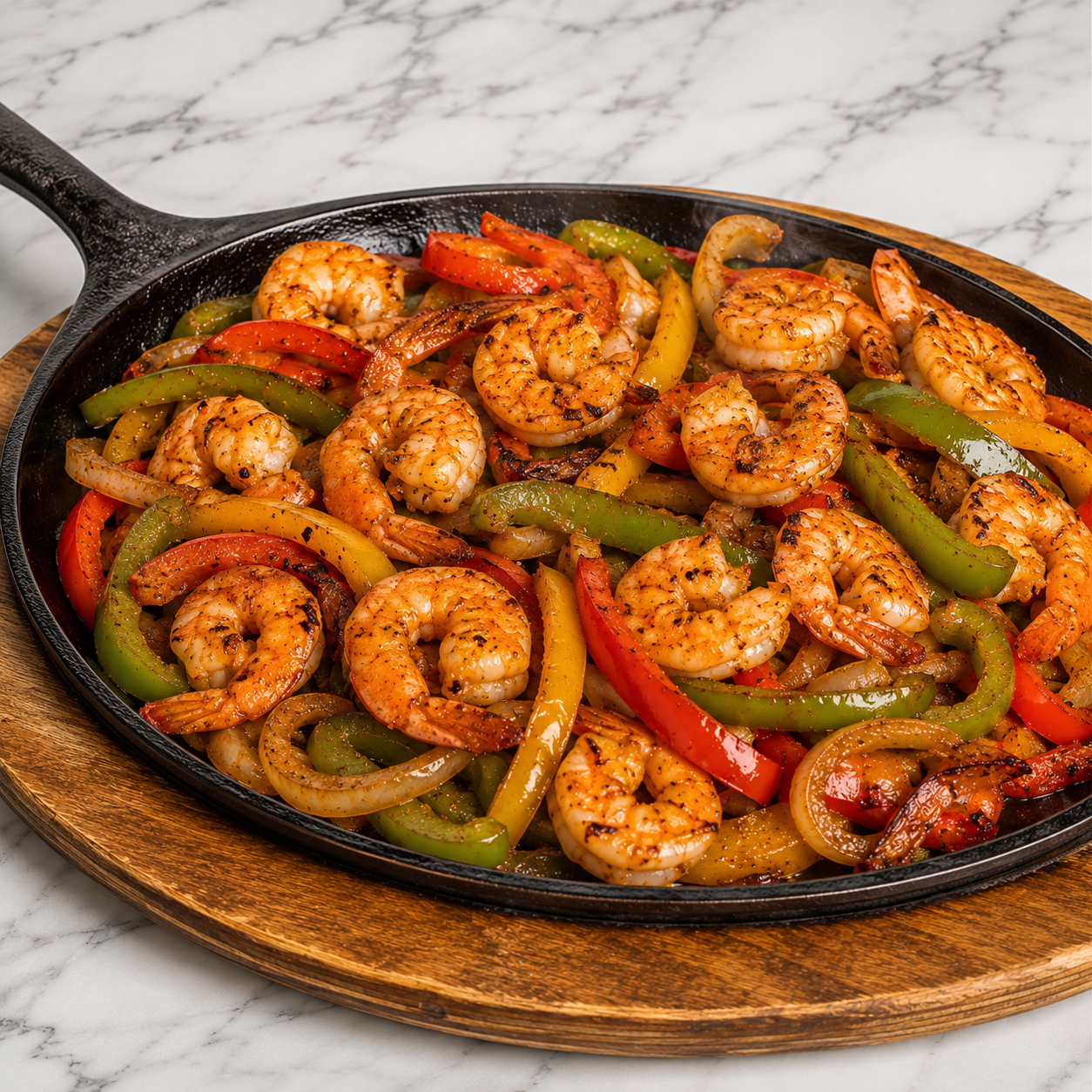 Shrimp Fajitas (Fajitas de Camarón) — authentic Mexican dish at El Molcajete