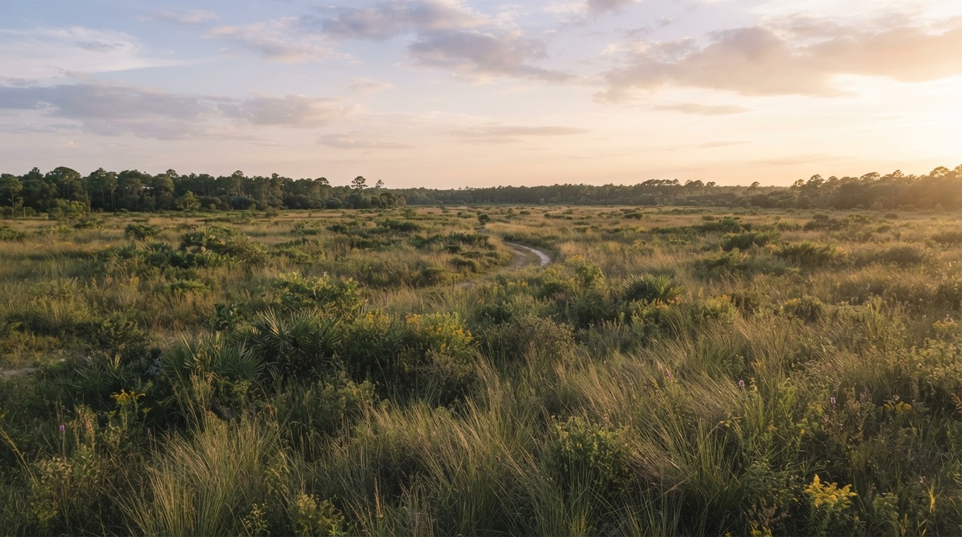 Natural Central Florida land at golden hour