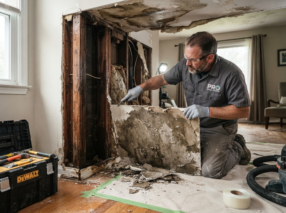Water damage drywall repair in Waldorf