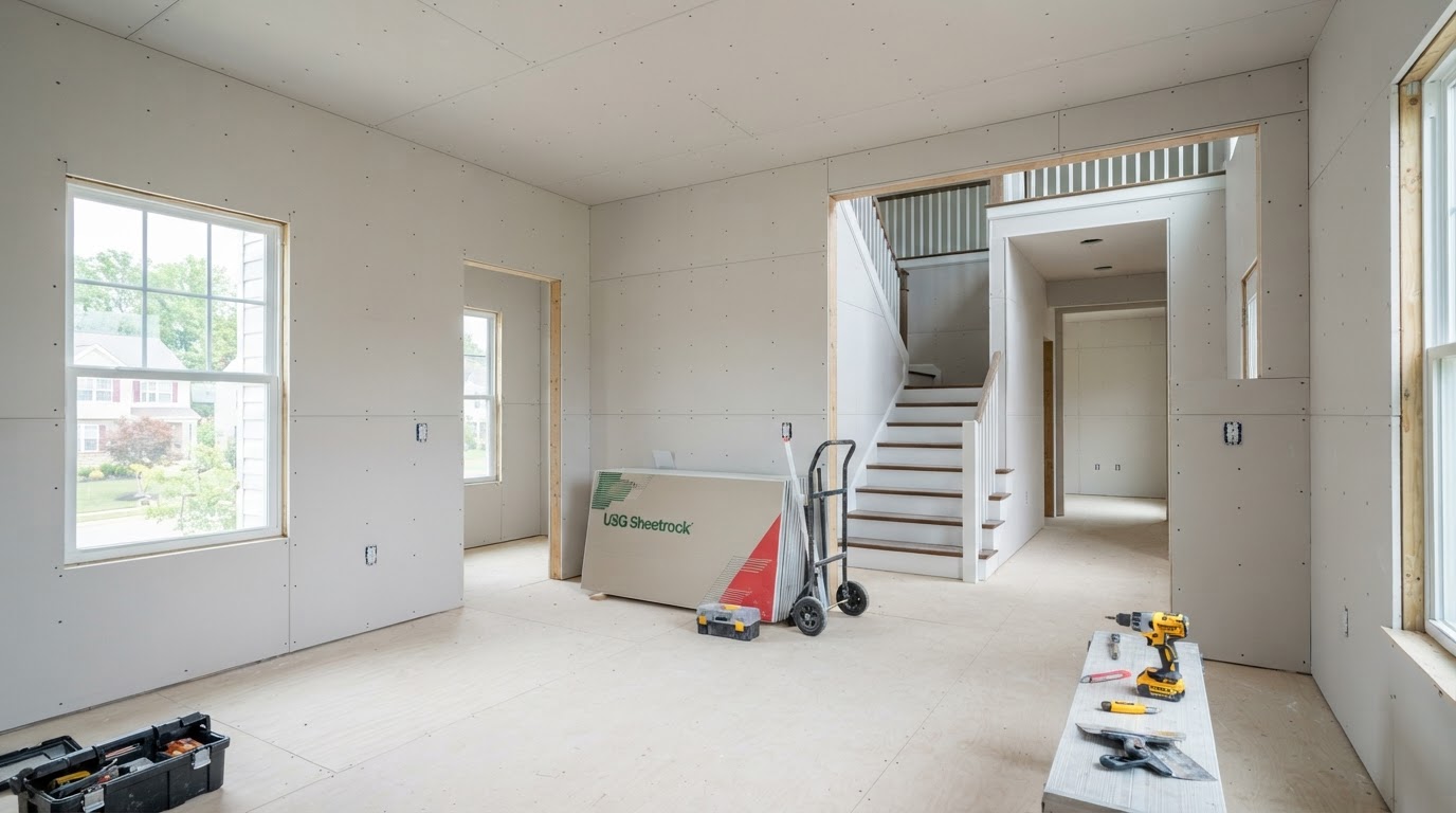Willett Drywall residential drywall installation and sheetrock framing in a Waldorf MD home
