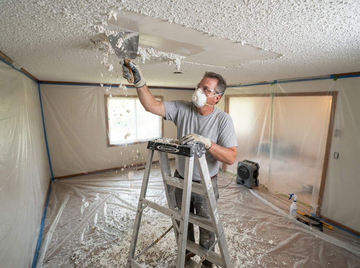 Popcorn ceiling removal and refinishing near Waldorf