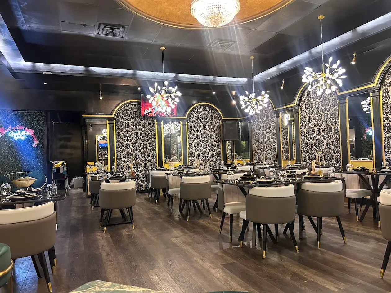 The warm, modern dining room at Ziyafet