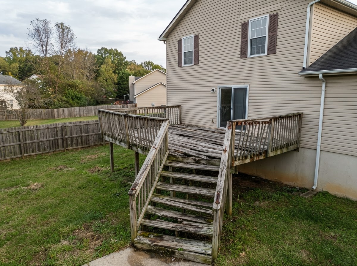 Before deck repair near Laurel, Maryland