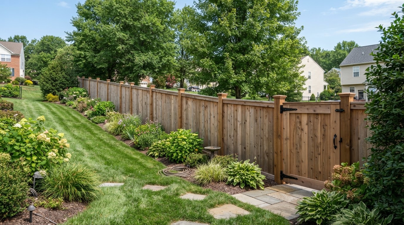 Backyard wood privacy fence contractor near Bowie, Maryland