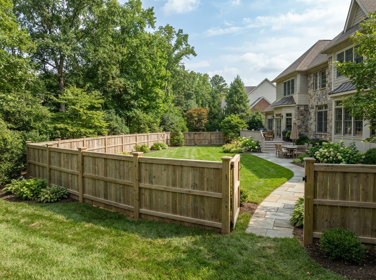 Wood privacy fence installation in Bowie MD