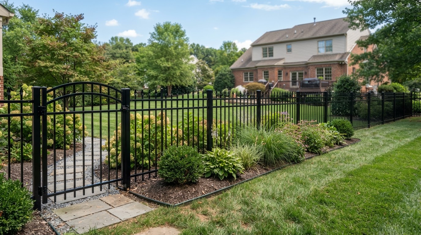 Aluminum ornamental fence installation in Bowie, MD