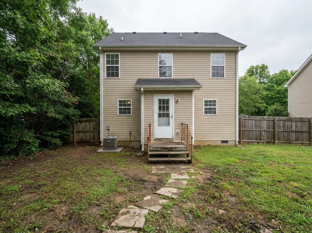 Before wood deck construction in Laurel, Maryland