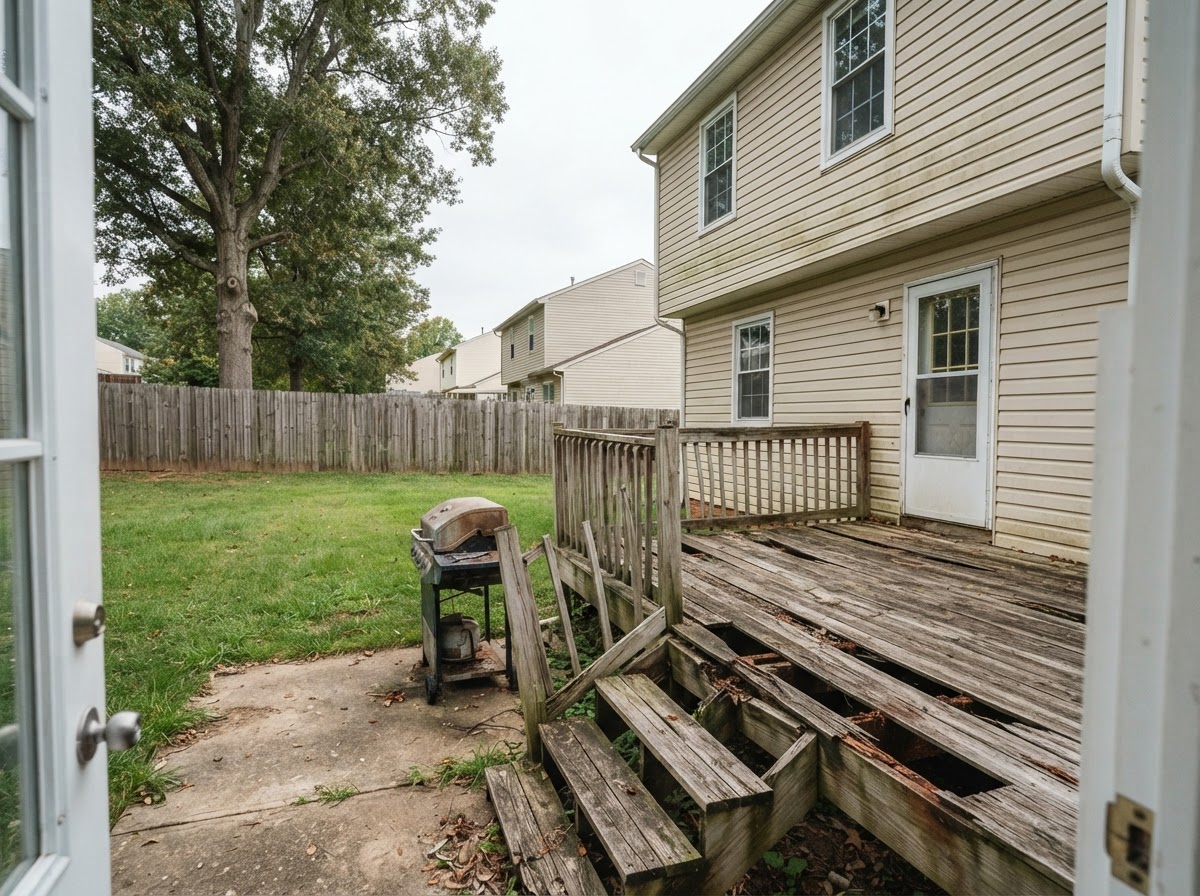 Before composite deck installation near Laurel, Maryland