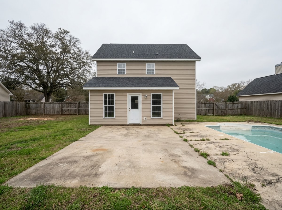 Before pool deck and outdoor living construction in Laurel, Maryland